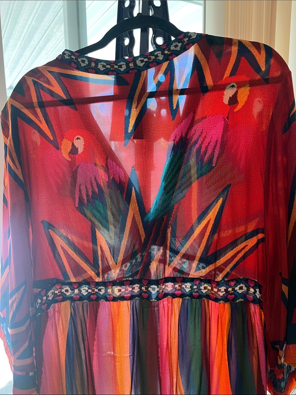 Farm Rio Bright Red & Multicolor Bohemian V-Neck Maxi Dress - Picture 10 of 15